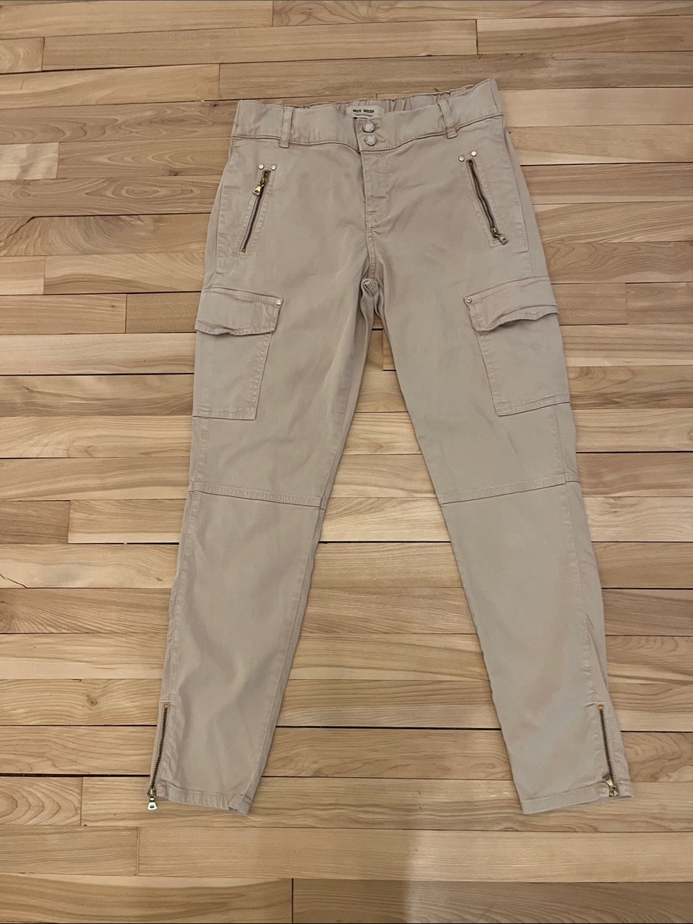 Mos mosh Taupe Cargo Pants with Zip Details